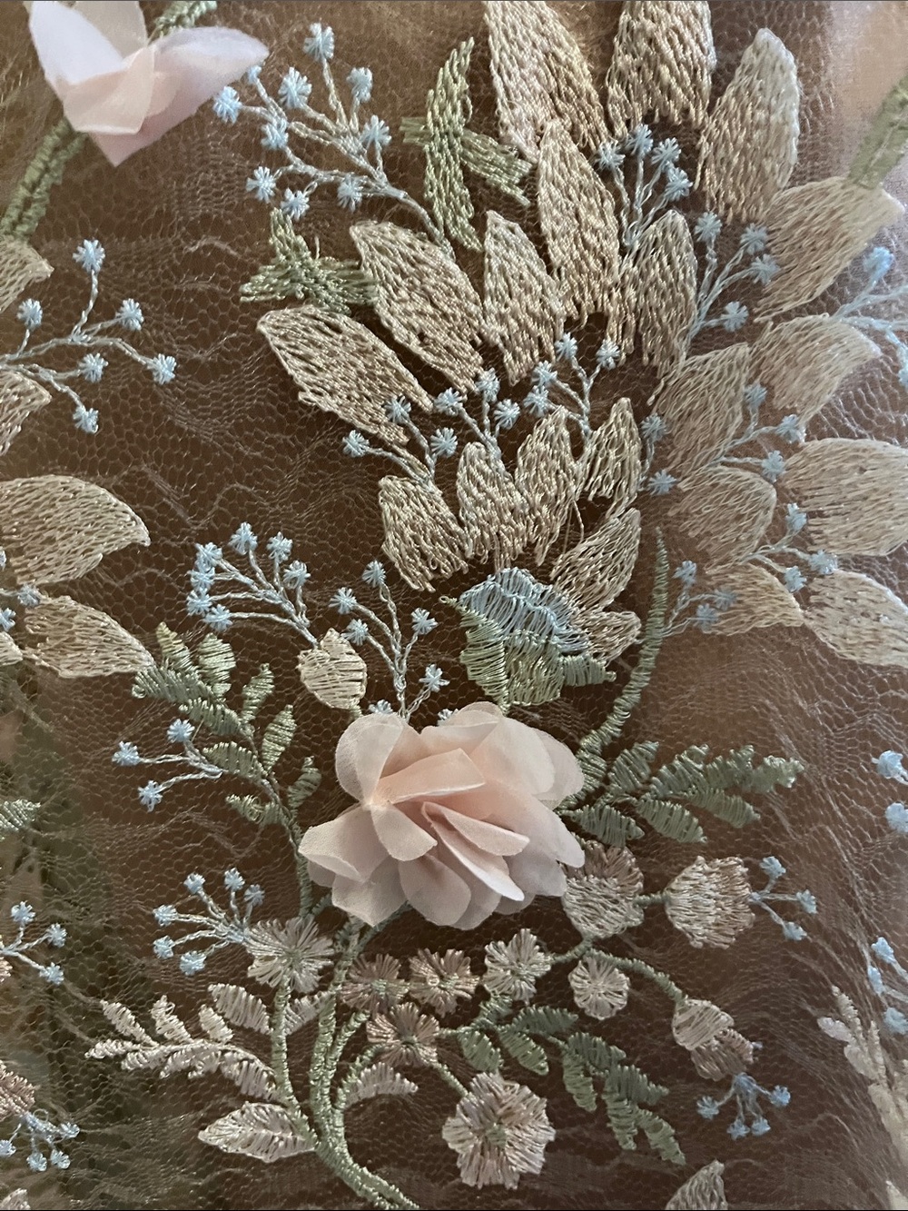 🌸 Dress the Population Audrey 3D Floral Applique Lace Gown Blush Pink Small - Picture 6 of 9